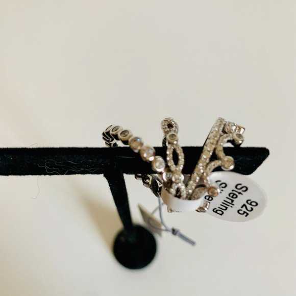 STELLA PICCIOTTO STACKABLE STERLING SILVER SET OF 3 RINGS CROWN WITH STONES - Picture 2 of 9